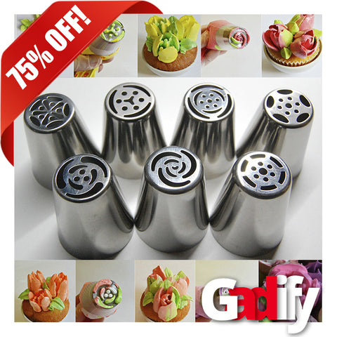 Gadify - Tulip Icing Piping Nozzles Cake Decoration Tips 3d - 7Pcs