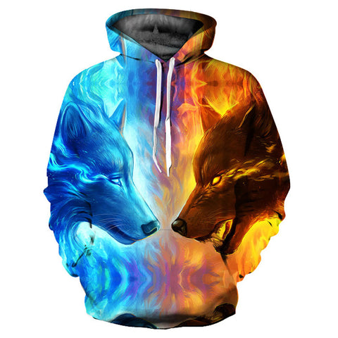 Ice and Fire wolf Hoodie